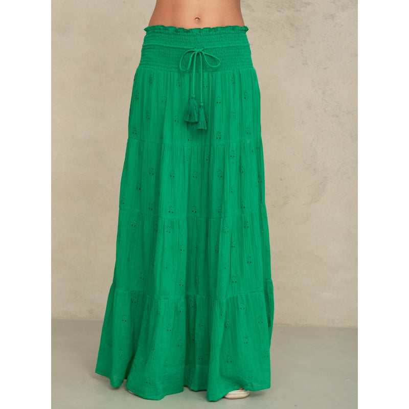 *PRE ORDER* Frani Embroidered Maxi Skirt Emerald