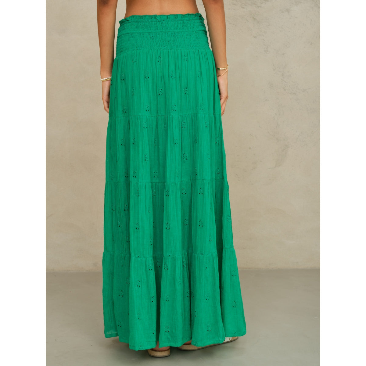 *PRE ORDER* Frani Embroidered Maxi Skirt Emerald