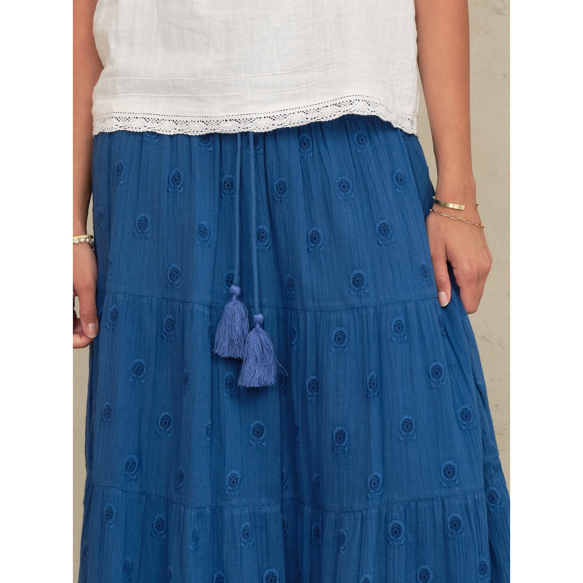 *PRE ORDER* Frani Embroidered Maxi Skirt Cobalt