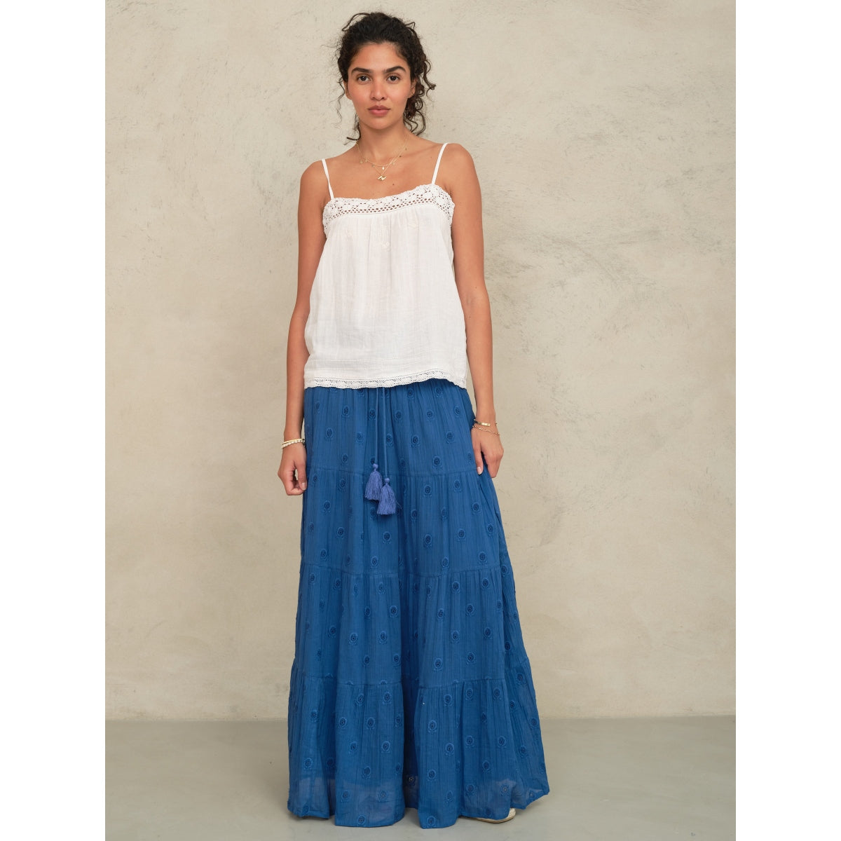 *PRE ORDER* Frani Embroidered Maxi Skirt Cobalt