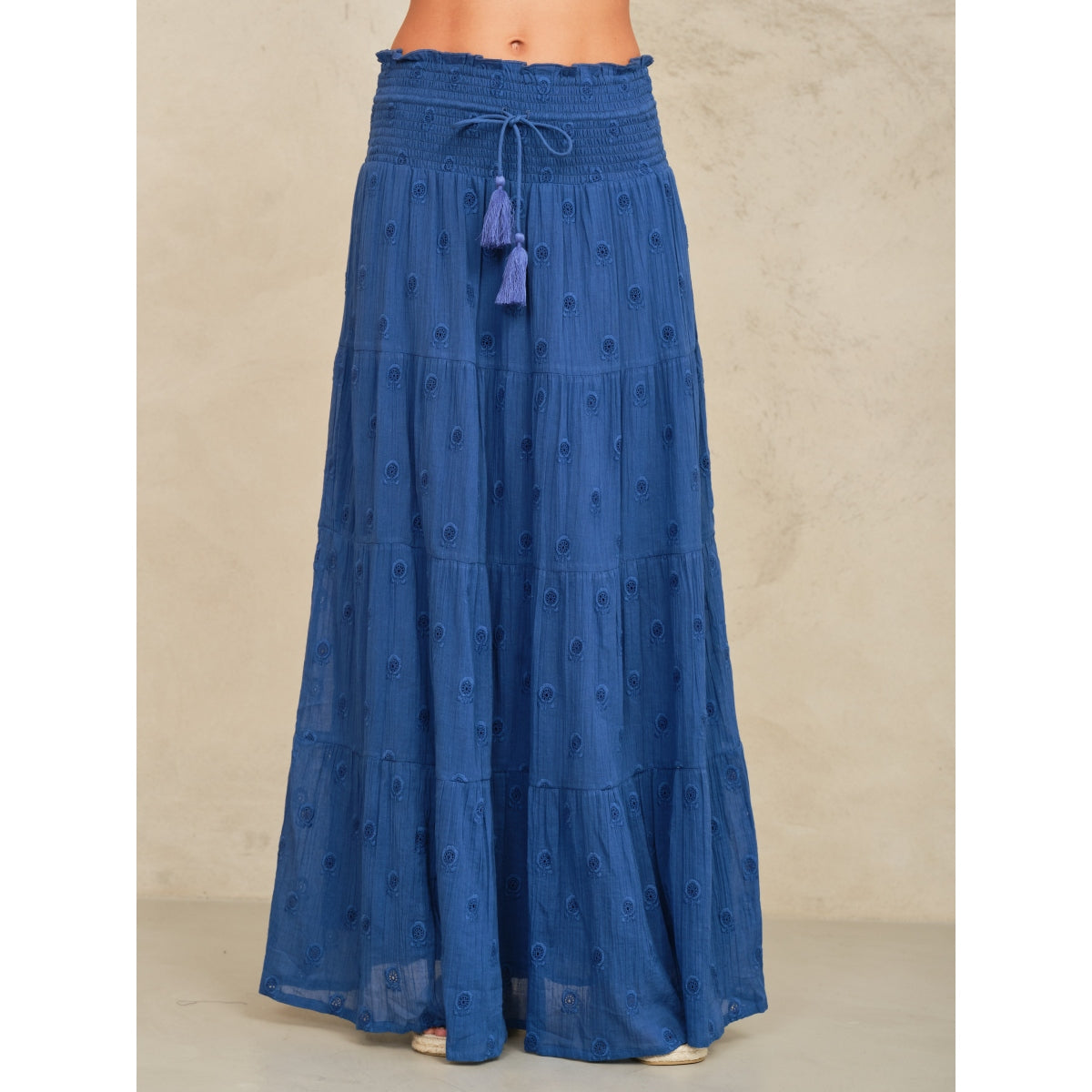 *PRE ORDER* Frani Embroidered Maxi Skirt Cobalt