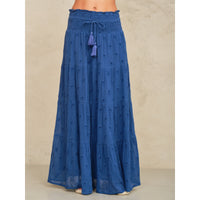 *PRE ORDER* Frani Embroidered Maxi Skirt Cobalt