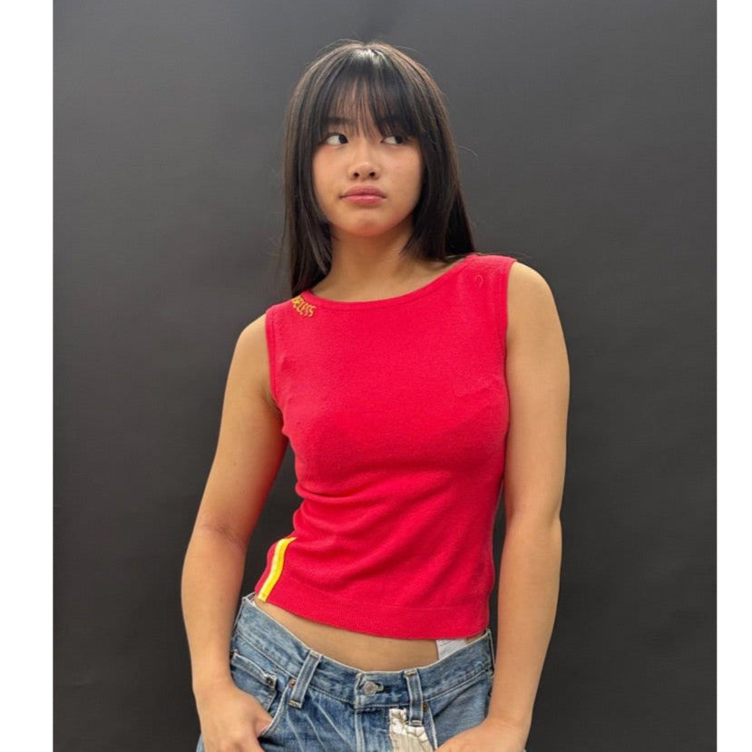 Useless Fuchsia Knit Embroidered Tank