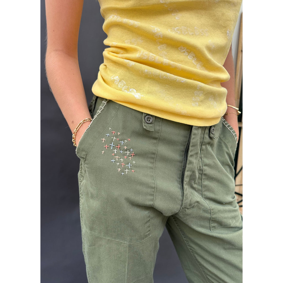 Useless Embroidered Cargo Trousers
