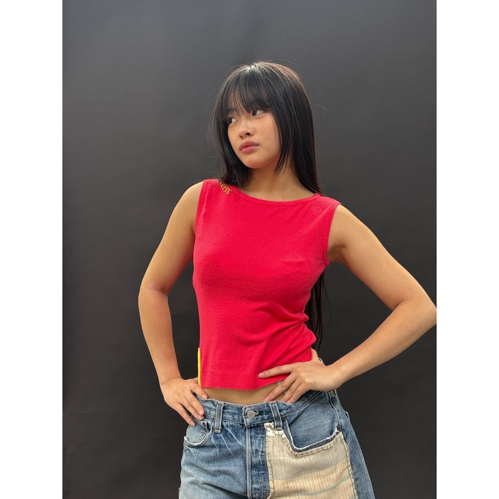 Useless Fuchsia Knit Embroidered Tank