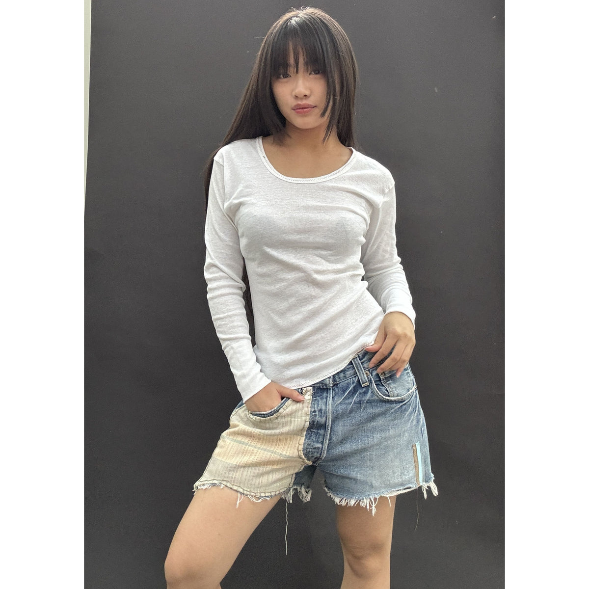 Useless Long Sleeve Rainbow Stitch T Shirt