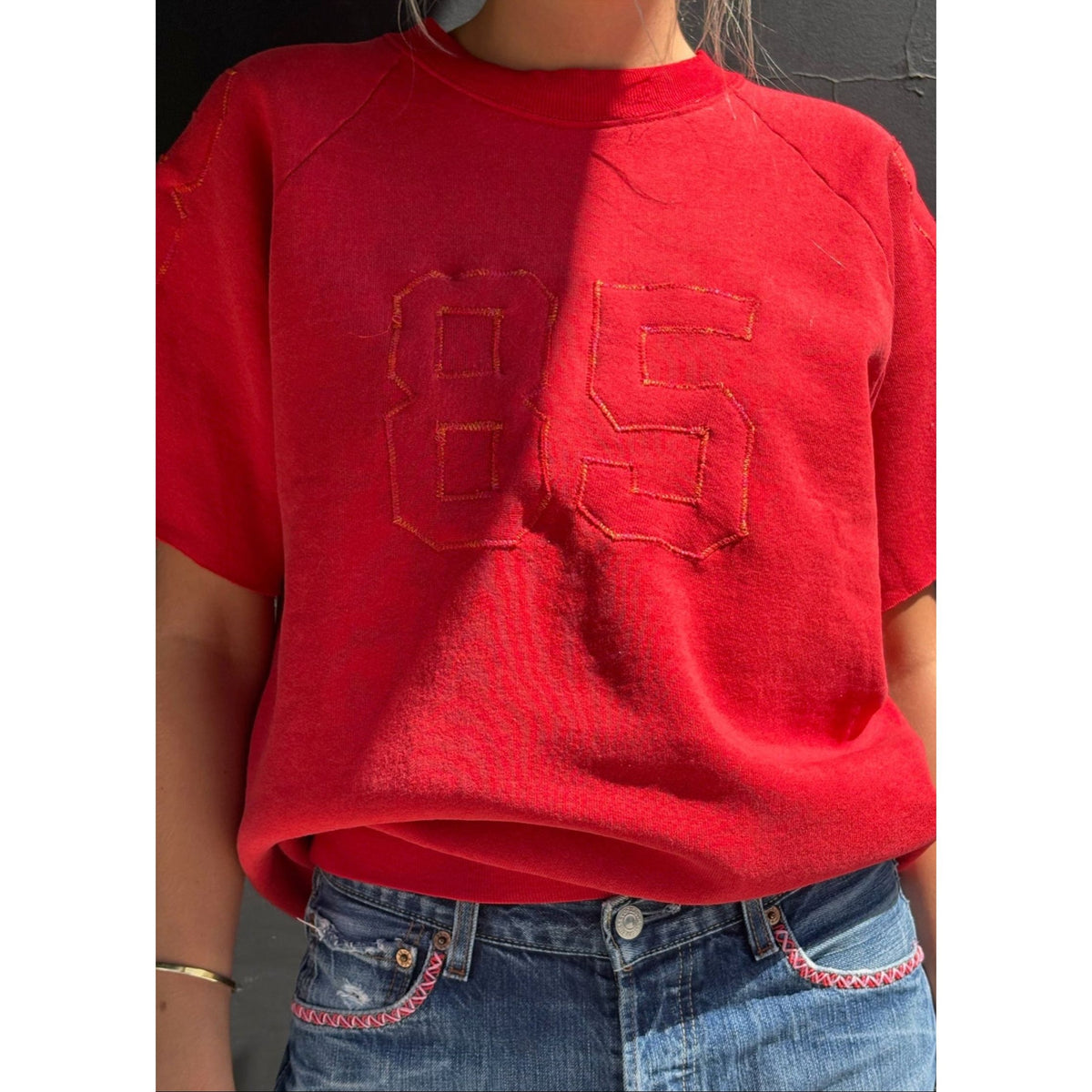 Useless Upcycled Red Sportif-Style Sweat