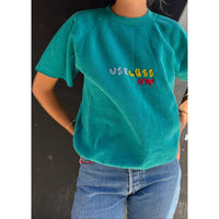 Useless Embroidered Teal S/S Sweatshirt