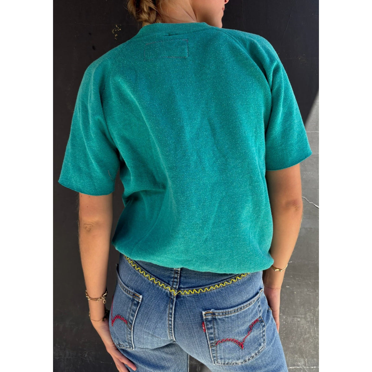 Useless Embroidered Teal S/S Sweatshirt