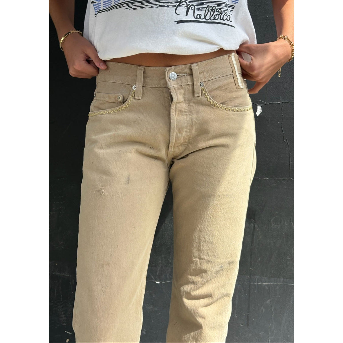 Useless Upcycled Biscuit-Coloured Levi's