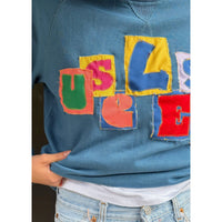 Useless Upcycled Appliqued Blue Sweat