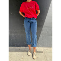 Useless Embroidered Red S/S Sweatshirt