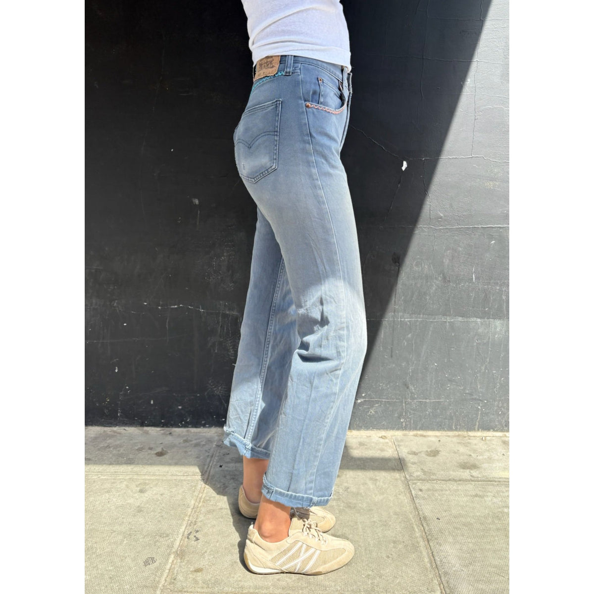 Useless Pale Blue Levis Zig Zag Stitching