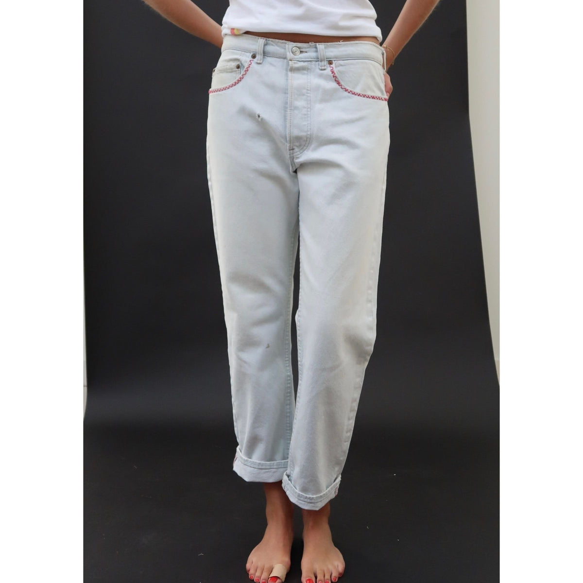 Useless Upcycled Pale Levis + Gingham Patch