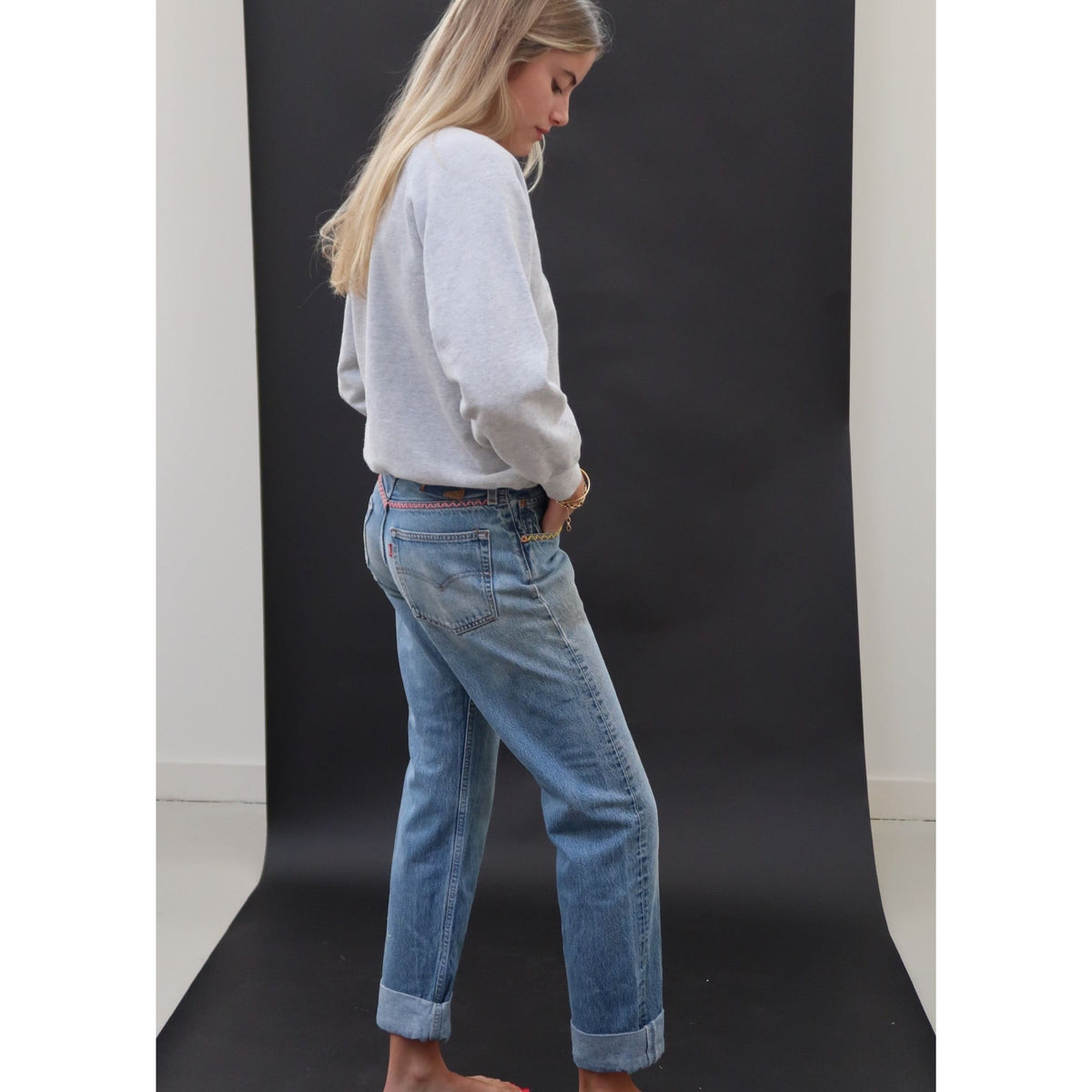 Useless Vintage Levi's 501s with Zig Zag Embroidery