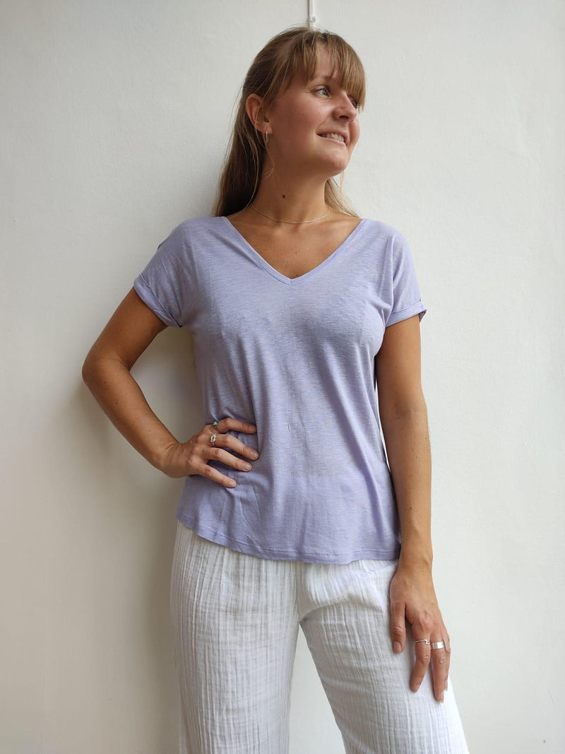 Elena V-neck T Lilac
