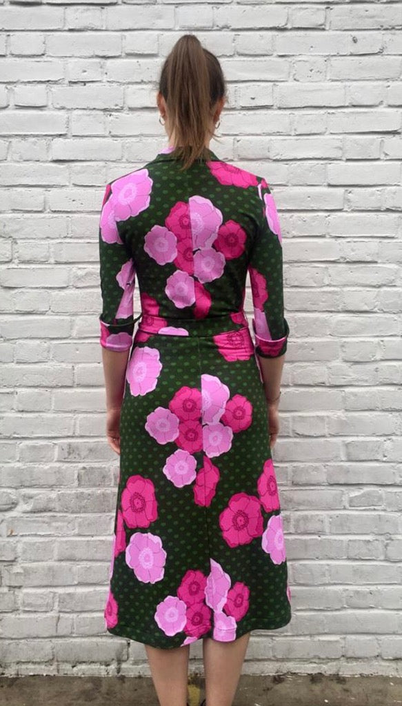 The West Village Shirt Dress Green/Pink Floral