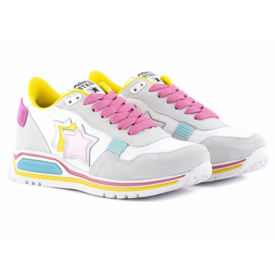 Pink Yellow Blue grey trainers