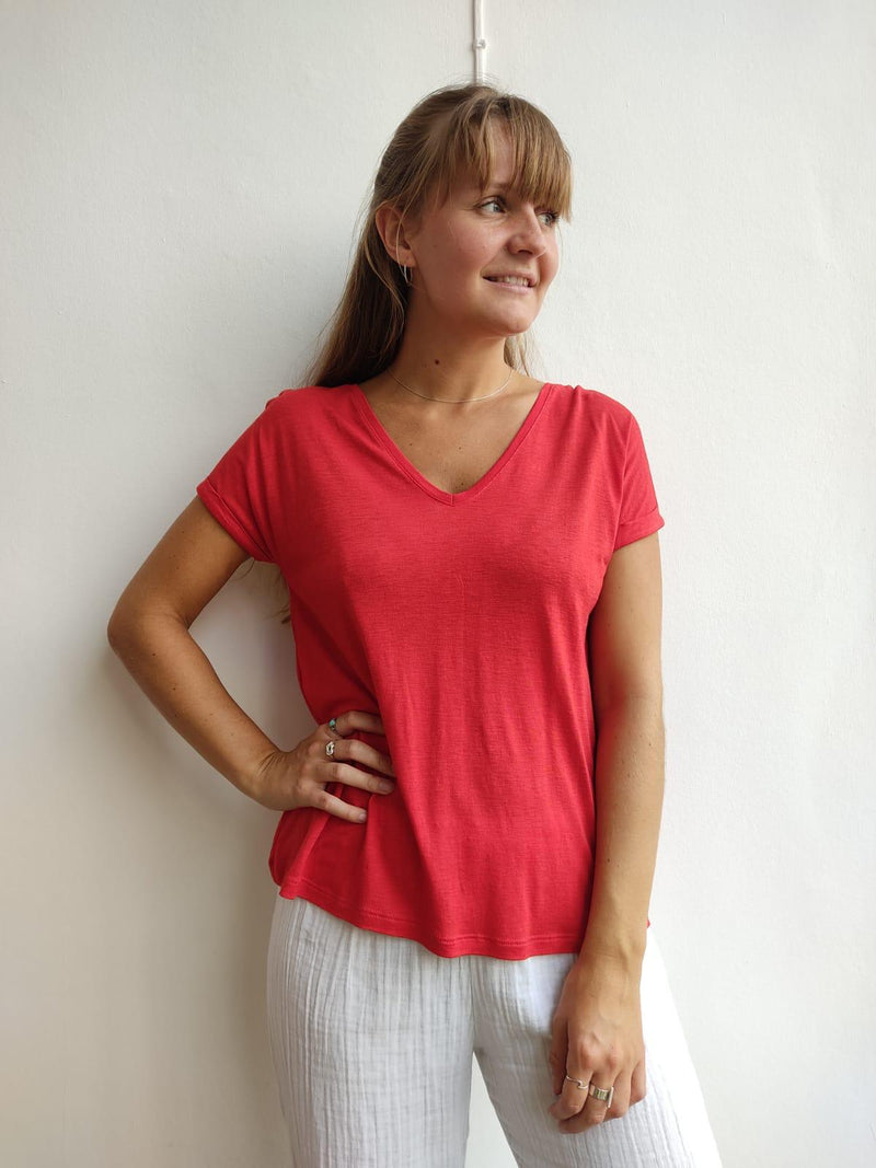 Elena V-neck T Orange