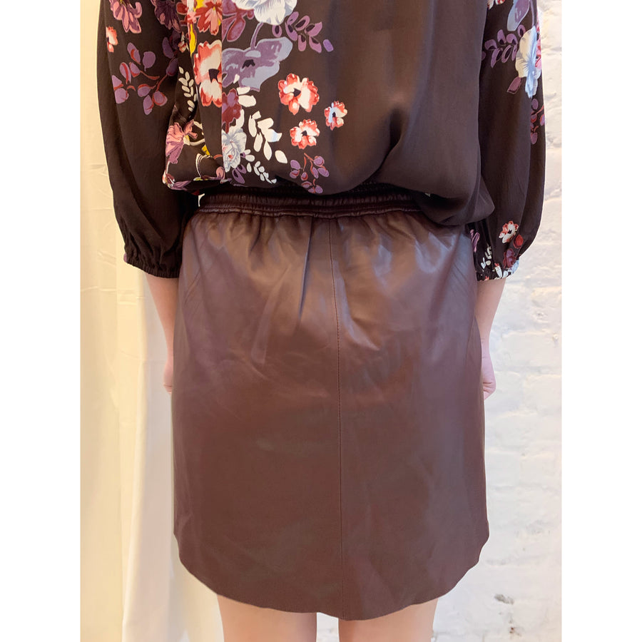 Prill Leather Skirt Brown