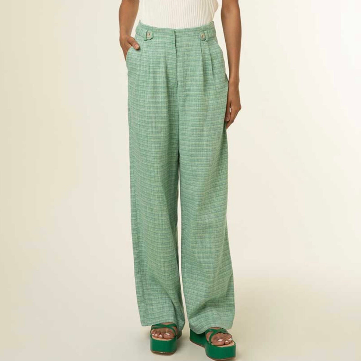 FRNCH Pipcus Wide Leg Emerald Pants by