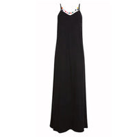 Pom Pom necklace maxi dress Black