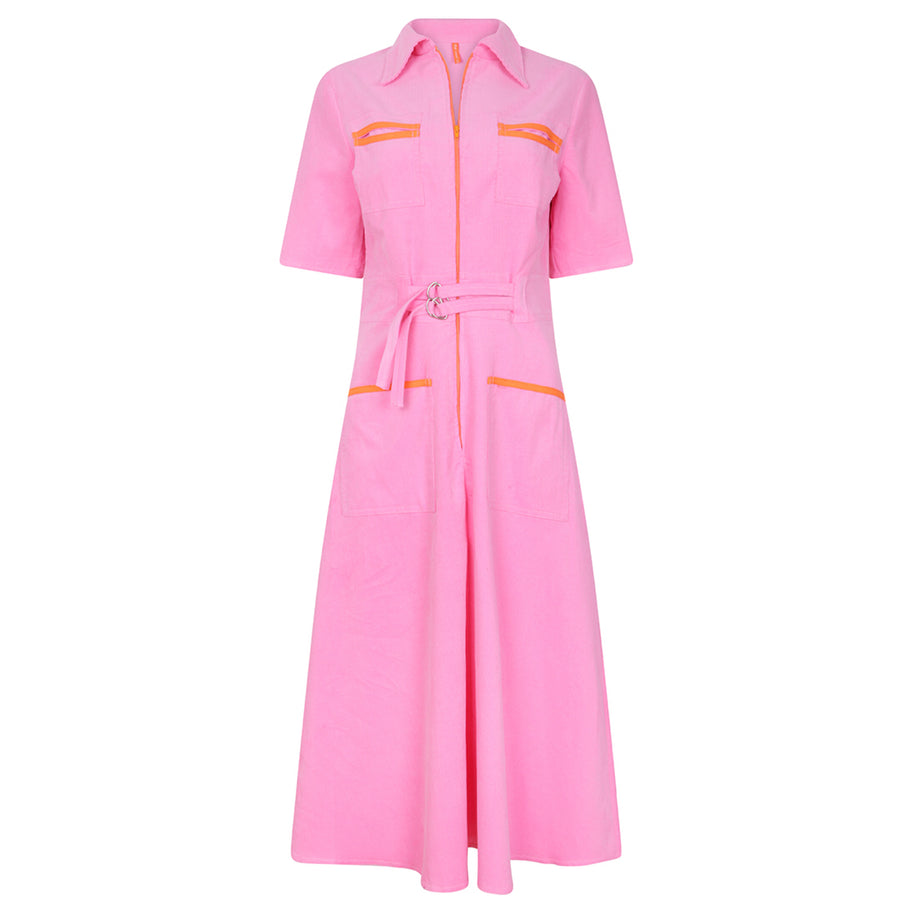 The West Village - Cord Shirt Dress Bubblegum Pink