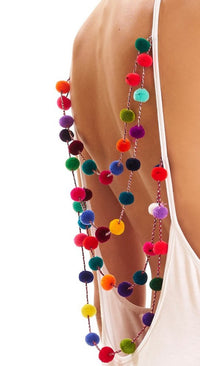 Pom Pom necklace maxi dress Black