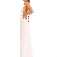 Pom Pom necklace maxi dress Black