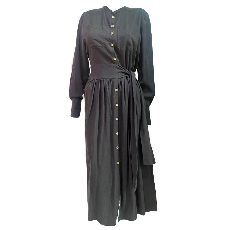 Alysi Black Peasant Dress