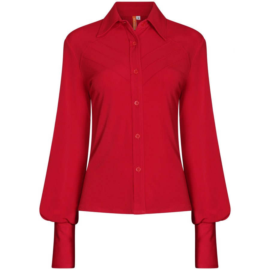 The West Village Pintuck Shirt Red