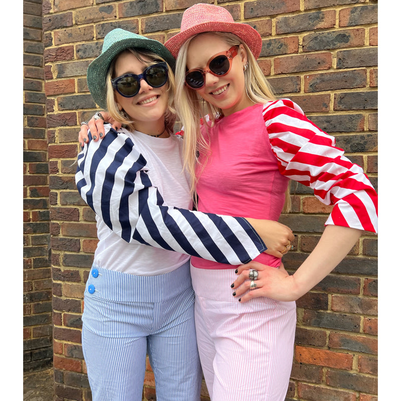 Rosebowl Top Navy/White