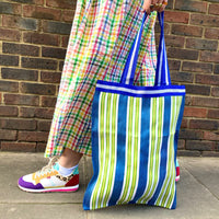 Alex Max Striped Beach Tote Green/Orange