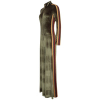 Bellavitis Velour Stripe Jumpsuit Khaki