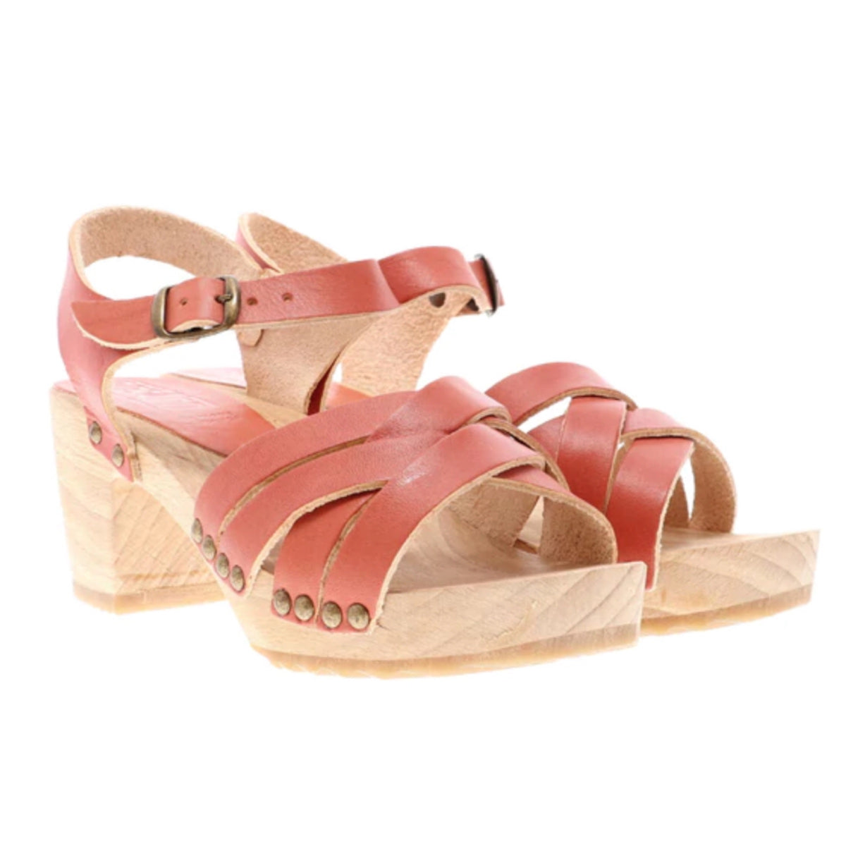Bosabo Vegetable leather heeled sandal clogs Rose