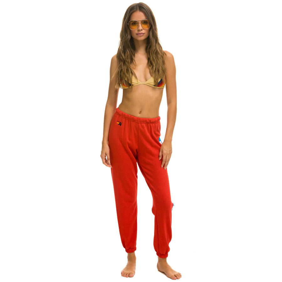 Aviator Nation Check Sweatpants Red
