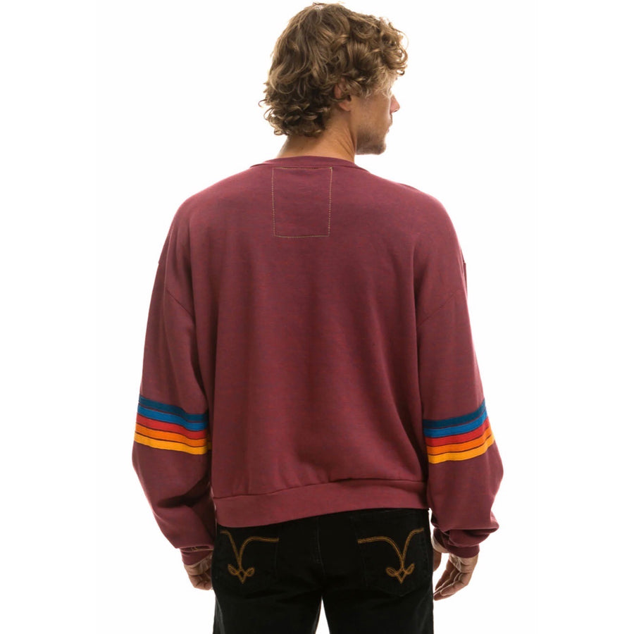 Aviator Nation Rainbow Stitch Sleeve Sweatshirt Plum 2