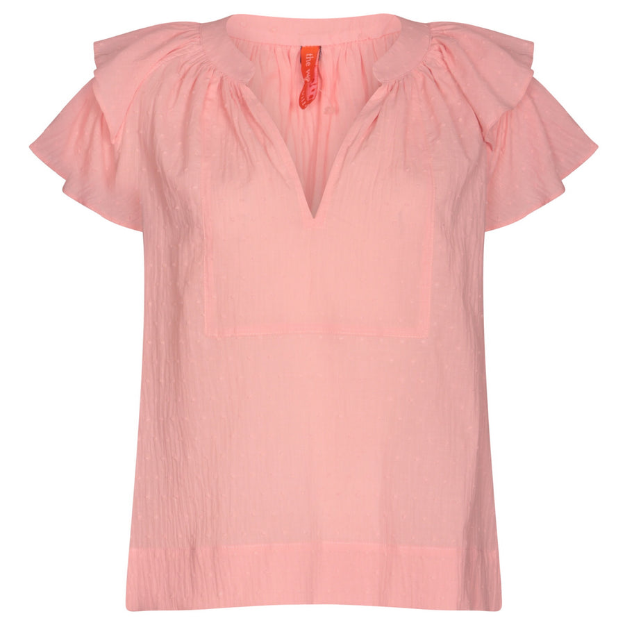 BACK IN STOCK. The West Village Puff Top Pink
