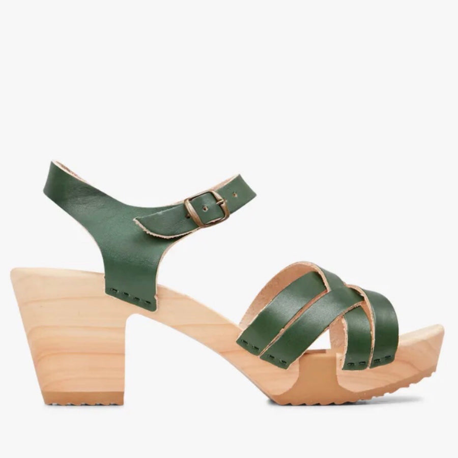 Bosabo Vegetable leather heeled sandal Emerald