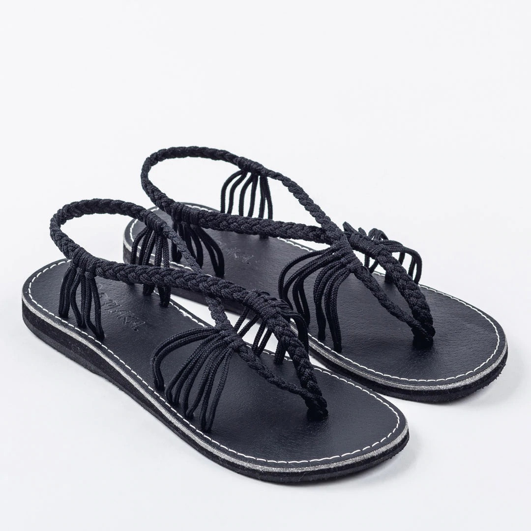 Plaka Palm Leaf Sandals Black