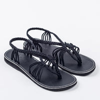 Plaka Palm Leaf Sandals Black