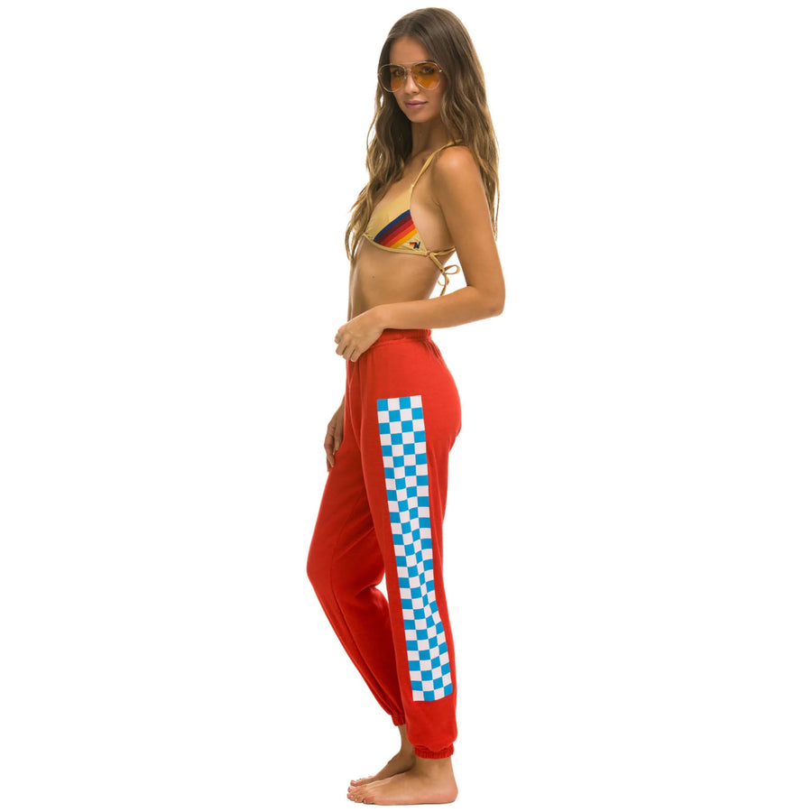 Aviator Nation Check Sweatpants Red