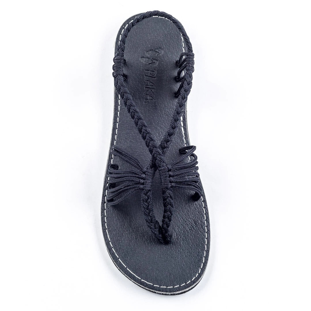 Plaka Palm Leaf Sandals Black