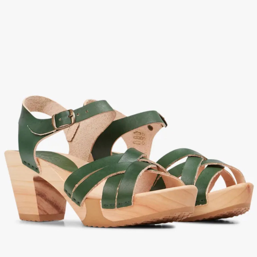 Bosabo Vegetable leather heeled sandal Emerald