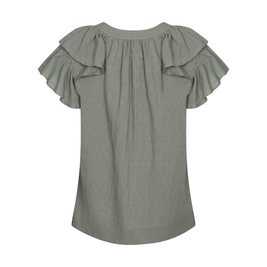 BACK IN STOCK. The West Village Puff Top Khaki