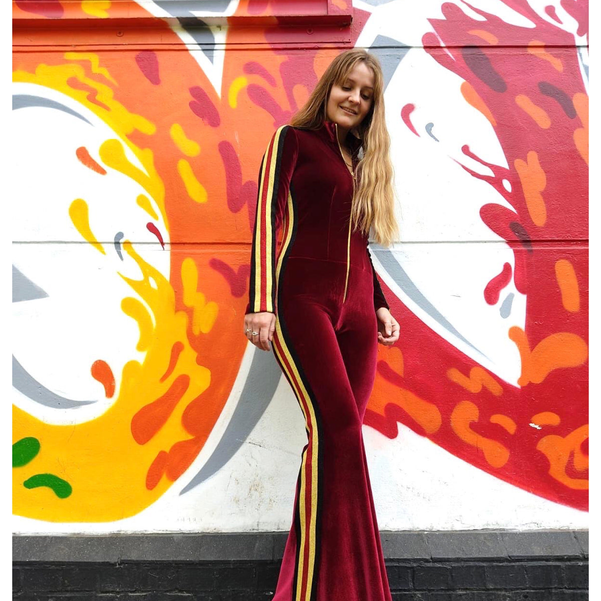 Bellavitis Velour Stripe Jumpsuit Khaki