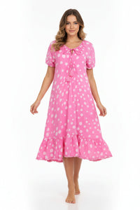Pink spot midi summer dress