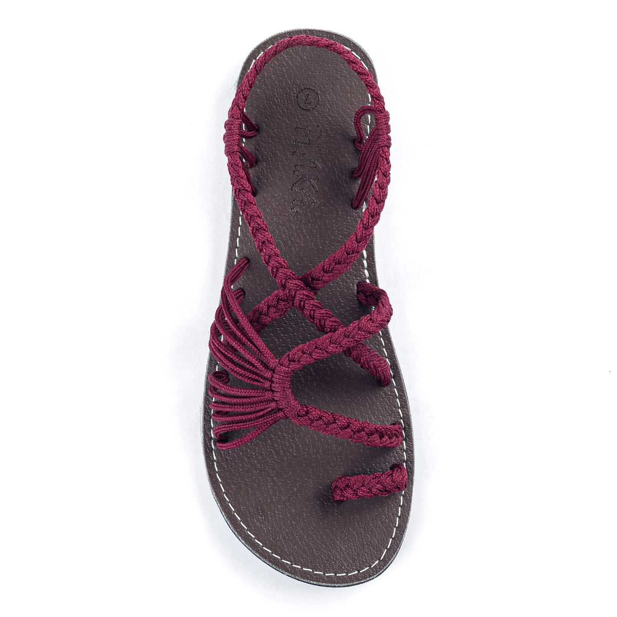 Plaka Palm Leaf Sandals Burgundy