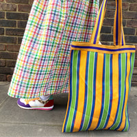 Alex Max Striped Beach Tote Green/Orange